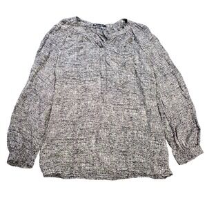 Broadway & Broome Silk Blouse Women's Sise S‎ Black Cream Abstract Print